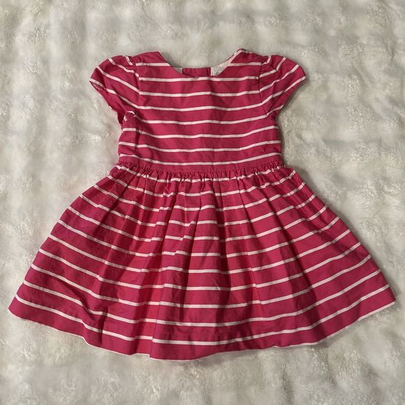 Ralph Lauren White Label Baby Girls 9 Months Pink White Dress Lined Cap Sleeve - Picture 1 of 9